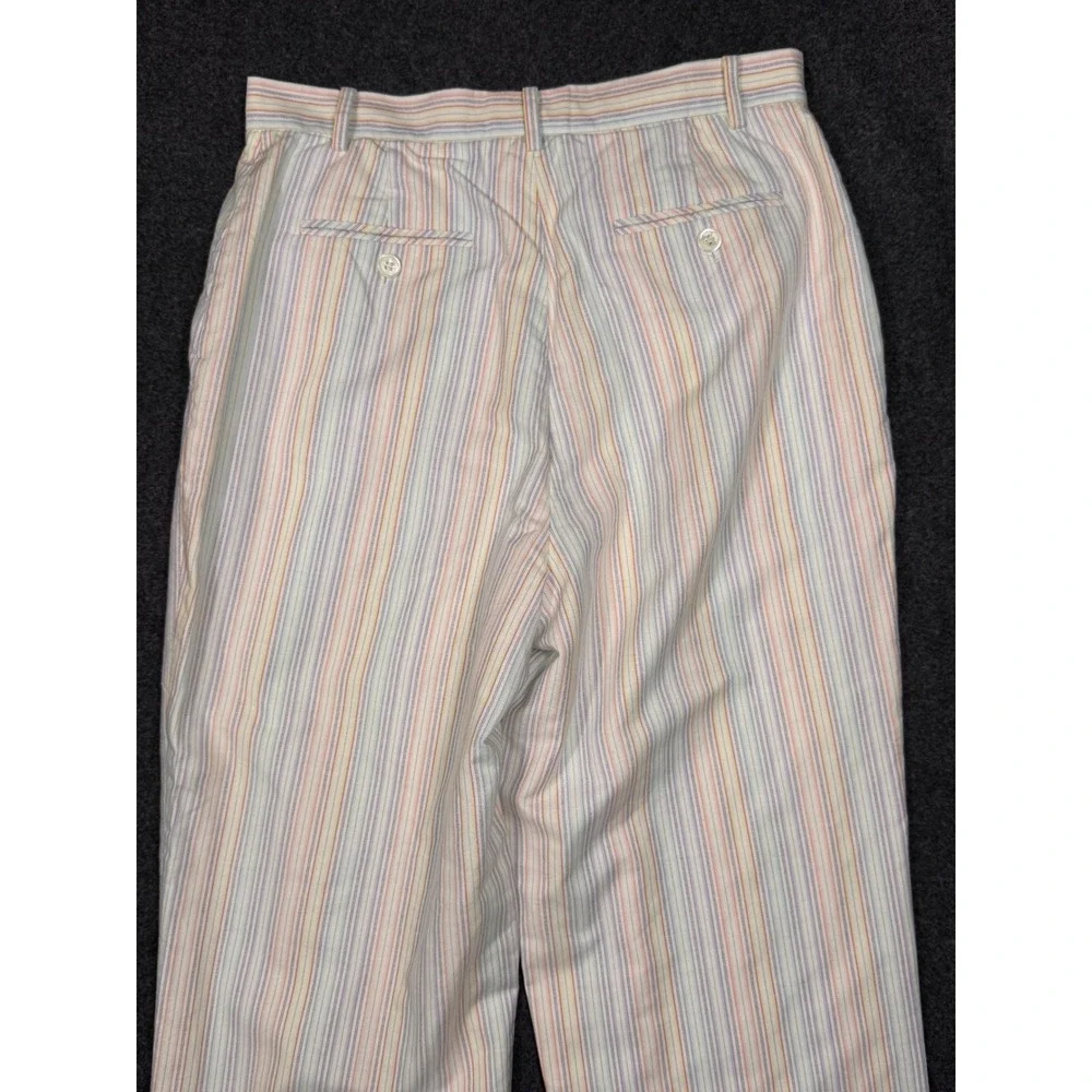 Vintage Brooks Brothers Trousers Women 6 White Multi Stripe Straight Leg Cotton